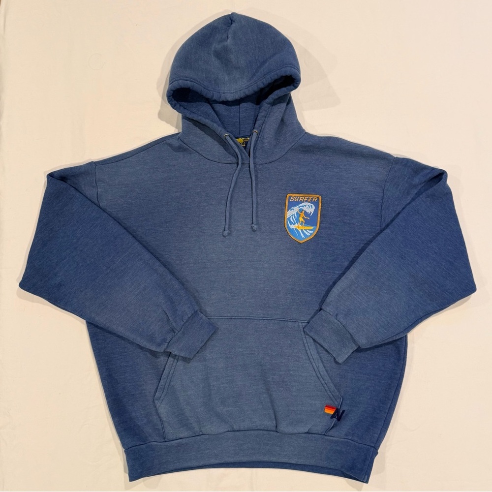 Aviator Nation Surfer Wave Patch Hoodie Unisex Medium Mens Womens Faded Water